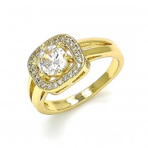 Gold Filled Multi Stone Ring With White Cubic Zirconia Polished Finish Golden Tone