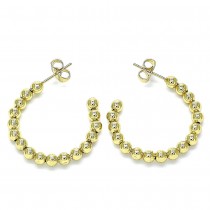 Gold Filled 30mm Hoop Earrings Ball Design Polished Finish Golden Tone