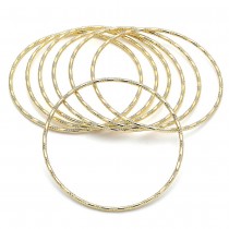 Gold Filled Semanario Bangles Diamond Cutting Finish Golden Tone Size 5