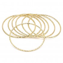 Gold Filled Semanario Bangle Diamond Cutting Finish Golden Tone Size 5