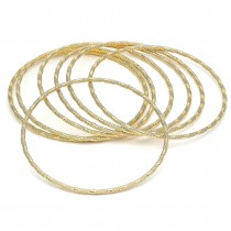 Gold Filled Semanario Bangles Diamond Cutting Finish Golden Tone Size 5