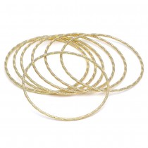 Gold Filled Semanario Bangles Diamond Cutting Finish Golden Tone Size 6