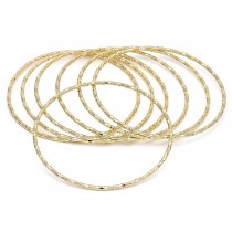 Gold Filled Semanario Bangle Diamond Cutting Finish Golden Tone Size 5