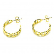 Gold Filled Stud Earrings Puff Mariner Design Polished Golden Finish 20MM
