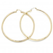 Gold Filled 2x70mm Extra Large Hoop Diamond Cutting Finish Golden Tone