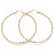 Gold Filled 2x70mm Extra Large Hoop Diamond Cutting Finish Golden Tone