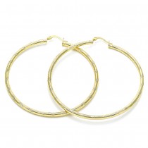 Gold Filled 2x70mm Extra Large Hoop Diamond Cutting Finish Golden Tone