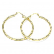 Gold Filled Large Hoop Diamond Cutting Finish Golden Tone