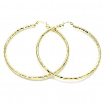 Gold Filled 2x70mm Extra Large Hoop Diamond Cutting Finish Golden Tone