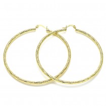 Gold Filled 2x70mm Extra Large Hoop Diamond Cutting Finish Golden Tone