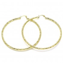Gold Filled 2x70mm Extra Large Hoop Diamond Cutting Finish Golden Tone