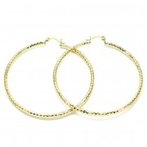 Gold Filled 2x70mm Extra Large Hoop Diamond Cutting Finish Golden Tone