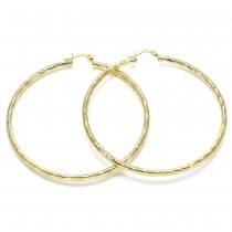 Gold Filled 2x70mm Extra Large Hoop Diamond Cutting Finish Golden Tone