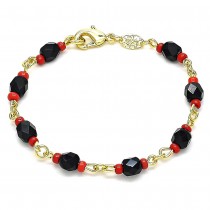 Gold Filled Fancy Baby Bracelet with Black Crystal Polished Golden Finish 5 MM Thickness 6 Inches Length