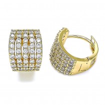Gold Filled Huggie Hoop with White Cubic Zirconia Polished Golden Tone