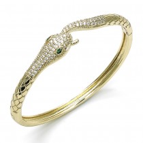 Gold Filled Snake Design Bangle With Micro Pave CZ Gold Tone Polished Finish