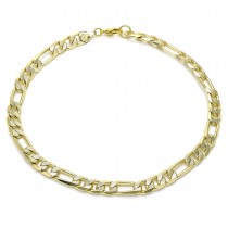 Gold Filled Anklet Pave Figaro Design Polished Golden Finish 7 MM Thickness 12 Inches Length