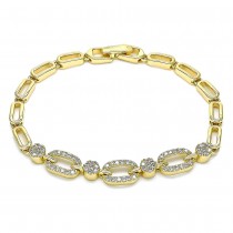 Gold Filled Fancy Bracelet With White Micro Pave Polished Finish Golden Tone