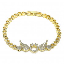 Gold Filled Fancy Bracelet With White Micro Pave Polished Finish Golden Tone