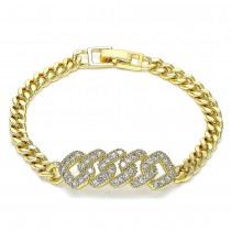 Gold Filled Fancy Bracelet With White Micro Pave Polished Finish Golden Tone