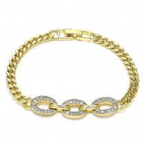 Gold Filled Fancy Bracelet With White Micro Pave Polished Finish Golden Tone