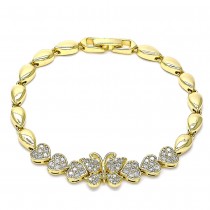 Gold Filled Fancy Bracelet Butterfly and Heart Design With White Micro Pave Polished Finish Golden Tone