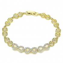 Gold Filled Fancy Bracelet Infinite Design With White Micro Pave Polished Finish Golden Tone