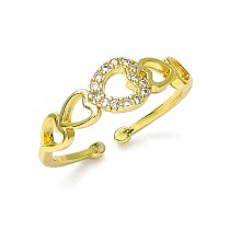 Gold Filled Multi Stone Ring Heart Design With White Micro Pave Polished Finish Golden Tone