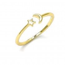 Gold Filled Multi Stone Ring Moon and Star Design Polished Finish Golden Tone