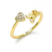 Gold Filled Elegant Ring Love You Design With White Cubic Zirconia Polished Finish Golden Tone (One size fits all)