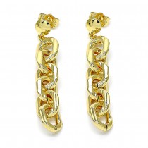 Gold Filled Long Earring Rolo Design Polished Finish Golden Tone