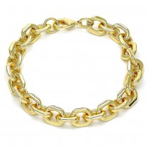 Gold Finish Basic Bracelet Rolo Design Polished Golden Tone