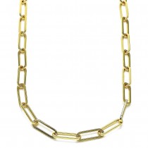 Gold Filled Basic Necklace Paperclip Design Polished Finish Golden Tone 16"