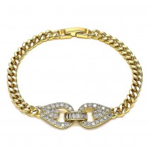 Gold Filled Fancy Bracelet With White Micro Pave Polished Finish Golden Tone