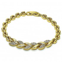 Gold Filled Fancy Bracelet With White Micro Pave Polished Finish Golden Tone