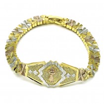 Gold Finish Fancy Bracelet Divino Niño Design Diamond Cutting Finish Tri Tone