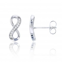 925 Sterling Silver Pave Infinity Push Back Stud Earring