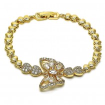 Gold Filled Fancy Bracelet Butterfly Design With White Micro Pave Polished Finish Golden Tone