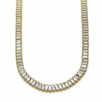 Gold Finish Fancy Necklace with White Cubic Zirconia Polished Golden Tone