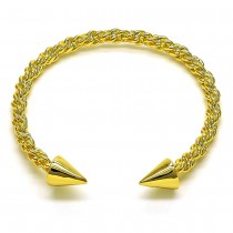 Gold Finish Individual Bangle Rope Design Polished Golden Tone