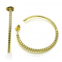 Gold Filled Hoop Earrings 2.5mmx45mm With White Cubic Zirconia Polished Finish Golden Tone