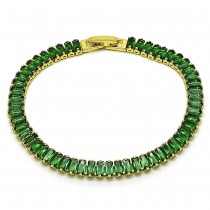 Gold Filled Fancy Bracelet with Green Cubic Zirconia Polished Golden Tone