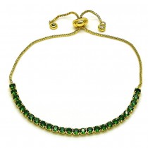 Gold Filled Fancy Bracelet with Green Cubic Zirconia Polished Golden Tone