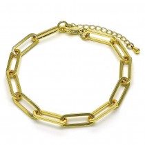 Gold Filled Basic Bracelet Paperclip Design Polished Golden Tone