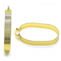 Gold Finish 25mm Small Hoop Greek Key Design Diamond Cutting Finish Golden Tone