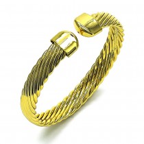 Gold Finish Individual Bangle Twist Design Diamond Cutting Finish Golden Tone
