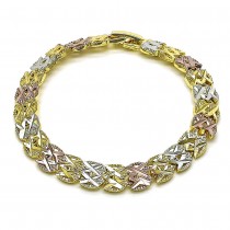 Gold Finish Fancy Bracelet Diamond Cutting Finish Tri Tone