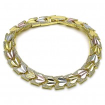 Gold Filled Solid Bracelet Heart Design Polished Tricolor