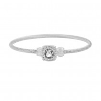 Stainless Steel Silver Tone Ladies Bangle With Clear Crystal
