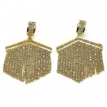 Gold Filled Long Earring with White Crystal Polished Golden Finish